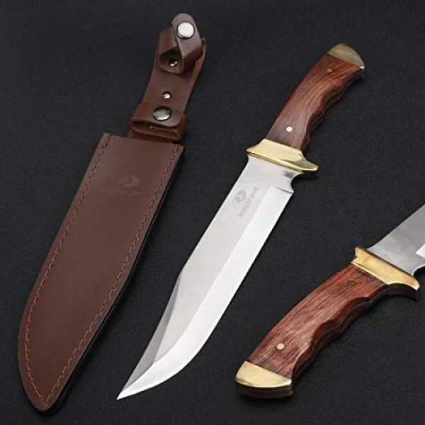 MOSSY OAK 14-inch Bowie Knife, Full-tang Fixed Blade Wood Handle w...