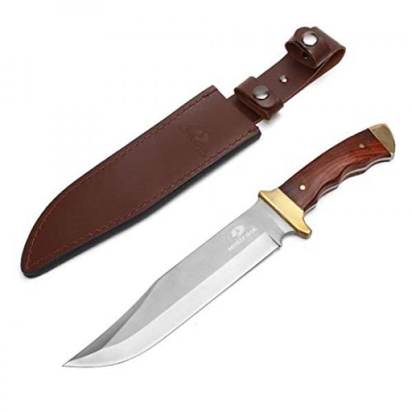 MOSSY OAK 14-inch Bowie Knife, Full-tang Fixed Blade Wood Handle w...