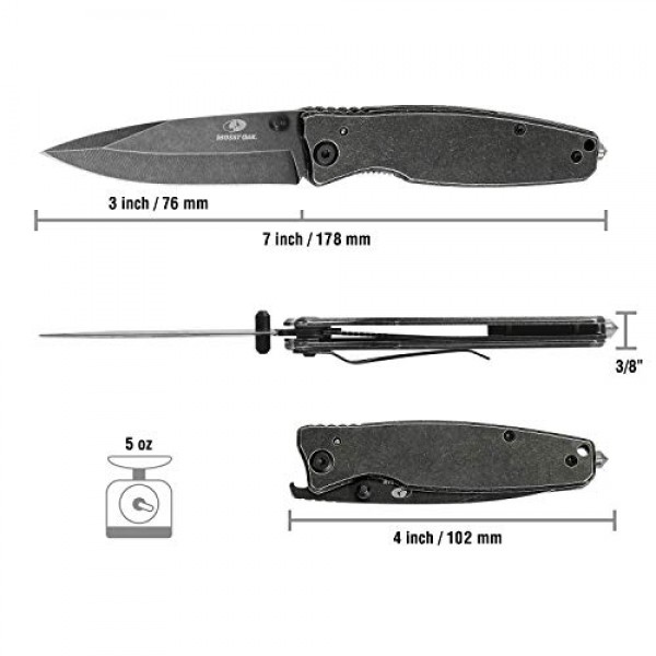 Mossy Oak Folding Pocket Knife - 7 inch EDC Stainless Steel Drop P...