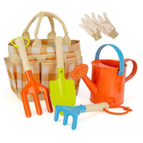MoTrent Children Gardening Tools Set, 5 PCS Kids Garden Tool Toys ...