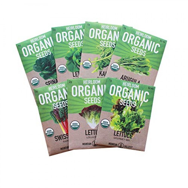 7 Varieties of Leafy Power Green Organic Seeds, Non-GMO Seeds for ...
