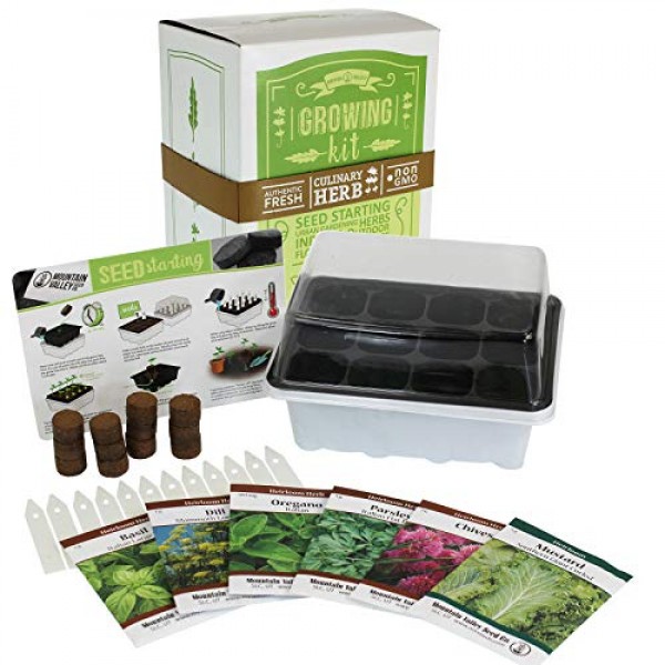 Culinary Indoor Herb Garden Starter Kit | Basic Herb Seeds | 6 Non...