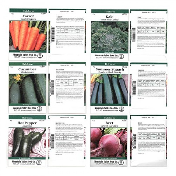 Heirloom Vegetable Garden Seed Collection - Assortment of 15 Non-G...
