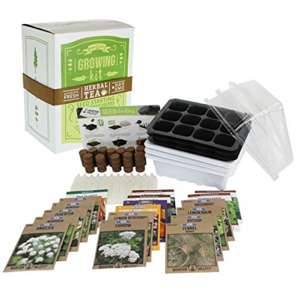 Medicinal & Herbal Tea Indoor Herb Garden Starter Kit | Premium He...