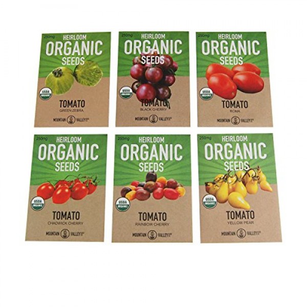 Organic Heirloom Cherry Tomato Garden Seeds - 6 Non-GMO Varieties:...