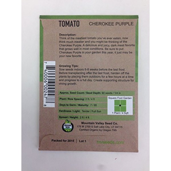 Organic Heirloom Tomato Garden Seeds - 7 Non-GMO Varieties: Cherok...
