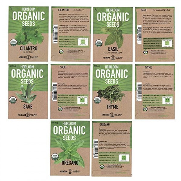 Organic Italian Herb Garden Seed Collection - 5 Non-GMO, Organic S...