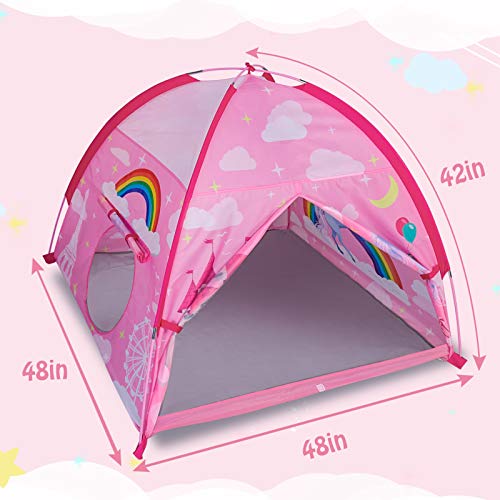 MountRhino Unicorn Kids Play Tent Playhouse, 48”x48”x42” Pink Kids...