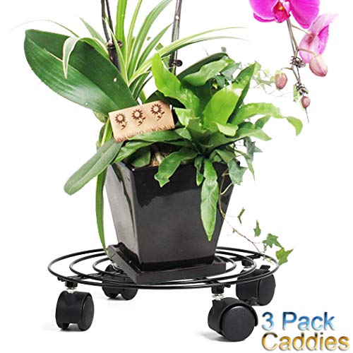 Moutik Round Plant Caddy Metal:Plant Stand with Lockable on Roller...