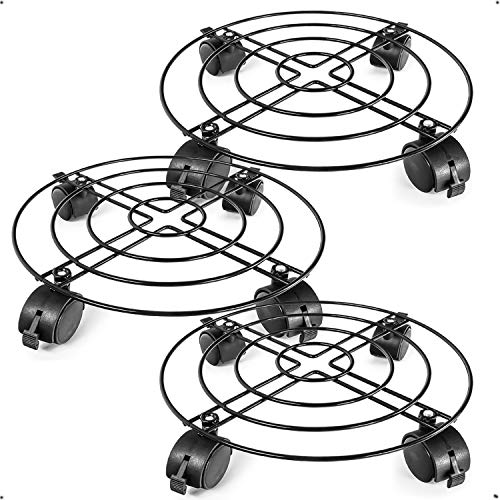 Moutik Round Plant Caddy Metal:Plant Stand with Lockable on Roller...
