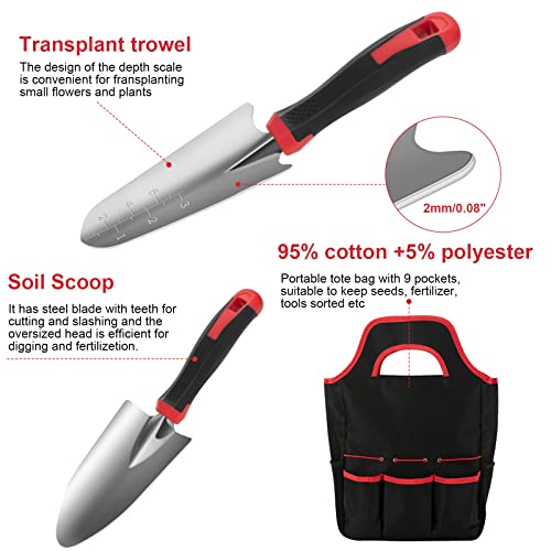 Gardening Tools, MOXILS 9 Pieces Stainless Steel Heavy Duty Garden...