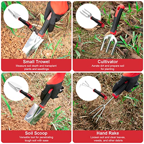 Gardening Tools, MOXILS 9 Pieces Stainless Steel Heavy Duty Garden...