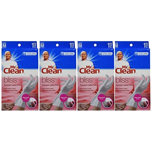 Mr. Clean 243033 Bliss Premium 1-pair Latex-free Gloves, Medium 4...