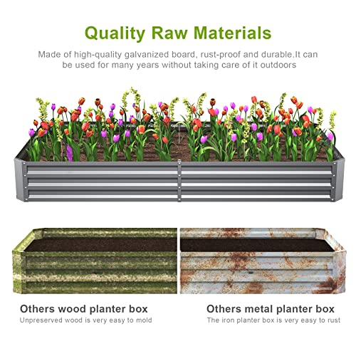 Mr IRONSTONE Galvanized Raised Garden Bed Outdoor for Vegetables F...