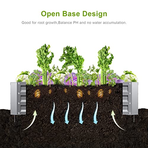 Mr IRONSTONE Galvanized Raised Garden Bed Outdoor for Vegetables F...