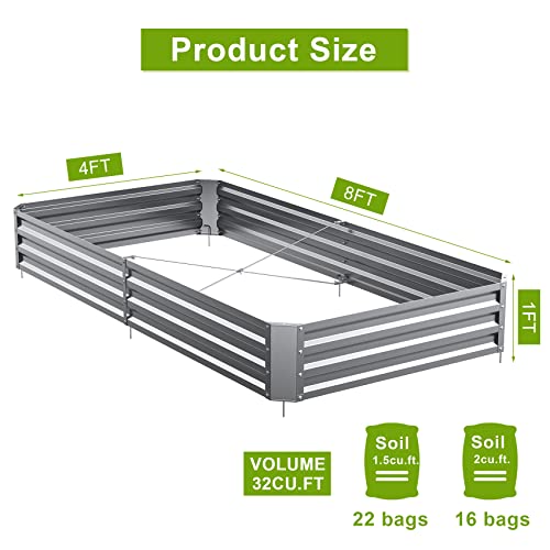 Mr IRONSTONE Galvanized Raised Garden Bed Outdoor for Vegetables F...