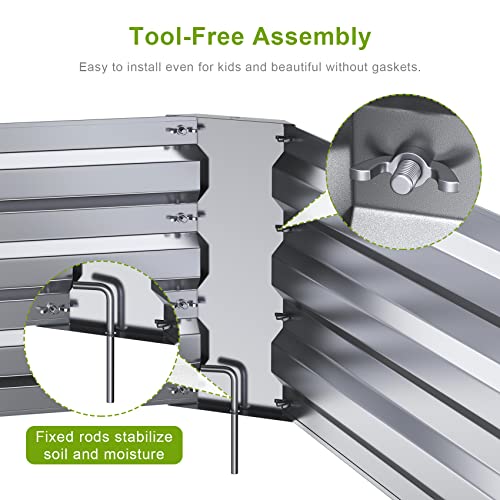 Mr IRONSTONE Galvanized Raised Garden Bed Outdoor for Vegetables F...