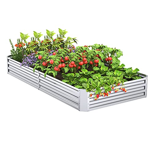 Mr IRONSTONE Galvanized Raised Garden Bed Outdoor for Vegetables F...