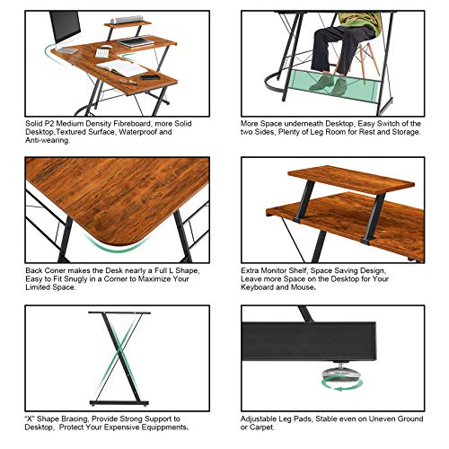 Mr IRONSTONE L-Shaped Desk 50.8 Computer Corner Desk, Home Gaming...