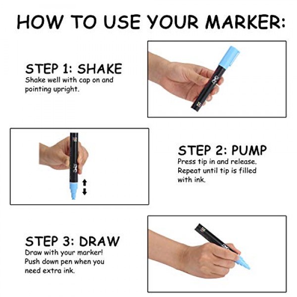 Mr. Pen- Chalk Markers, 6 Pack, Dual Tip, Assorted Color, 8 Labels...