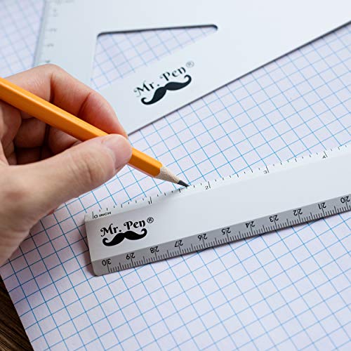 Mr. Pen - Geometry Set, 4 Pack, Metal Protractor, Aluminum Ruler, ...