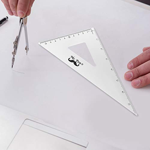 Mr. Pen - Geometry Set, 4 Pack, Metal Protractor, Aluminum Ruler, ...