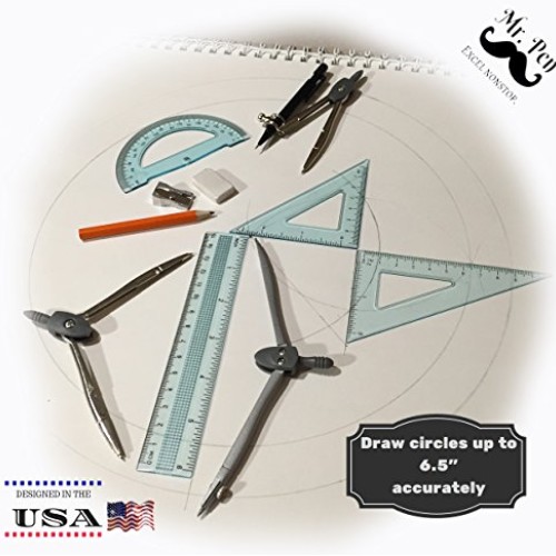Mr. Pen Geometry Set with 6 Inch Swing Arm Protractor, Divider, Se...