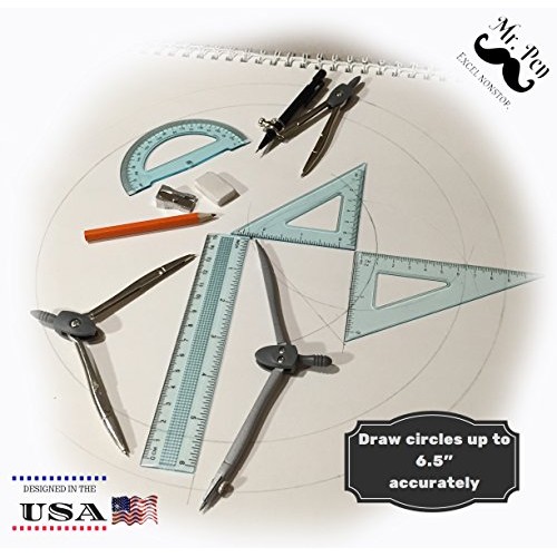 Mr. Pen Geometry Set with 6 Inch Swing Arm Protractor, Divider, Se...