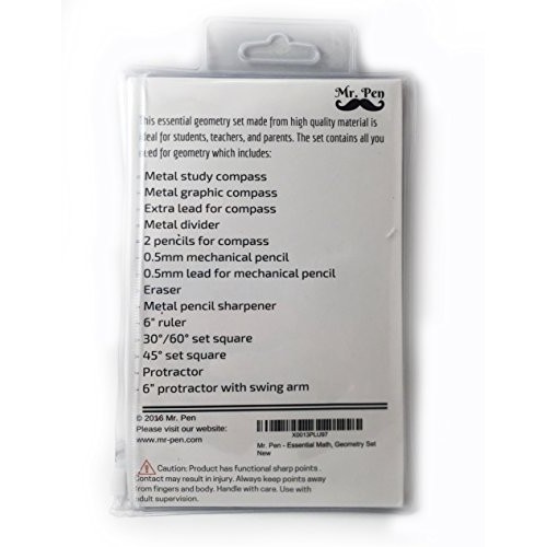 Mr. Pen Geometry Set with 6 Inch Swing Arm Protractor, Divider, Se...