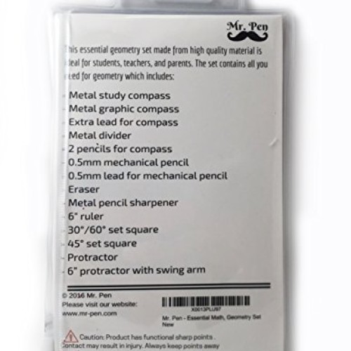 Mr. Pen Geometry Set with 6 Inch Swing Arm Protractor, Divider, Se...