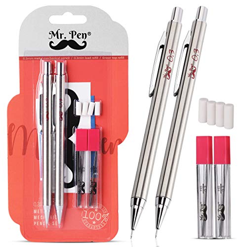 Mr. Pen- Mechanical Pencils 0.3, Pack of 2, Metal Mechanical Penci...