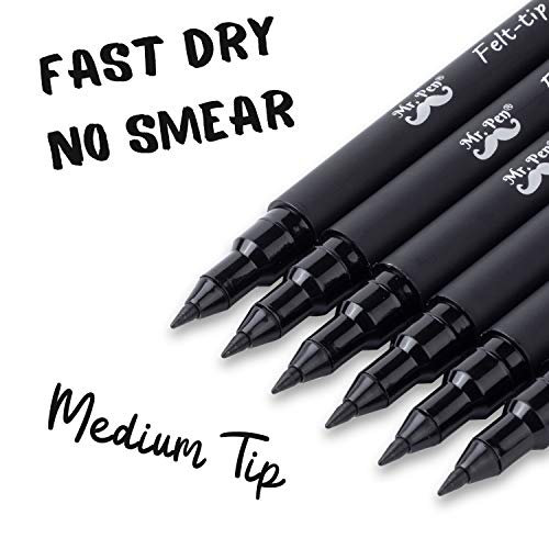 Mr. Pen- Pens, Felt Tip Pens, Black Pens, Pack of 6, Fast Dry, No ...