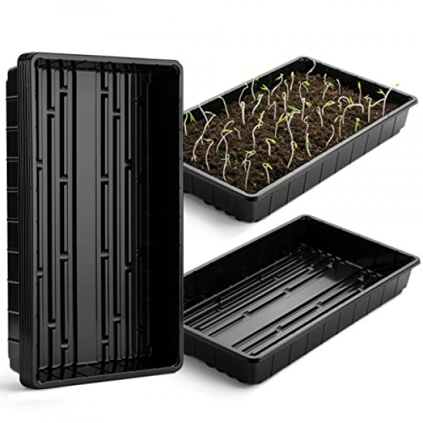  5 Pack of Durable Black Plastic Growing Trays (Without