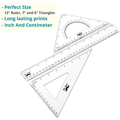 Mr. Pen- Triangle Ruler, Square and Ruler Set, Ruler Set, 3 Pack, ...