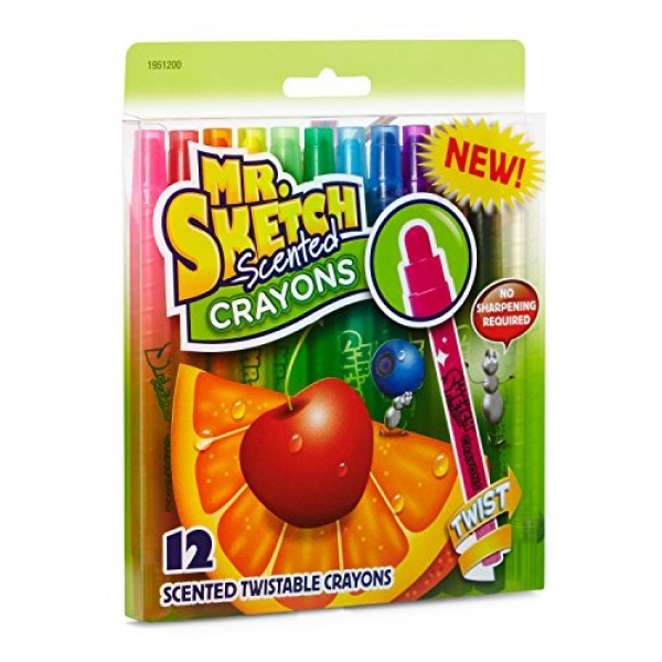 Mr. Sketch 1951200 Scented Twistable Crayons, Assorted Colors, 12-...
