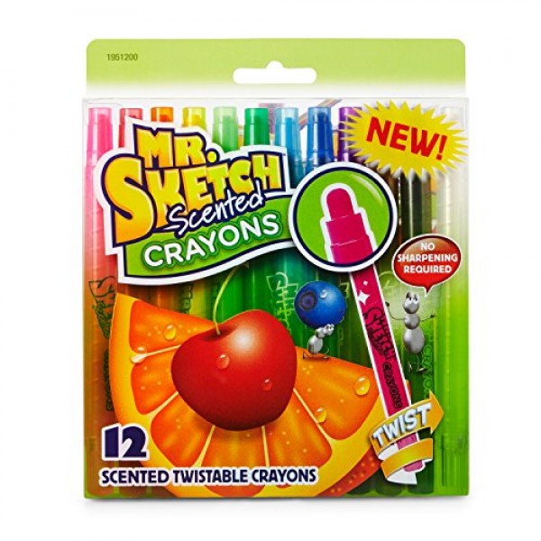 Mr. Sketch 1951200 Scented Twistable Crayons, Assorted Colors, 12-...