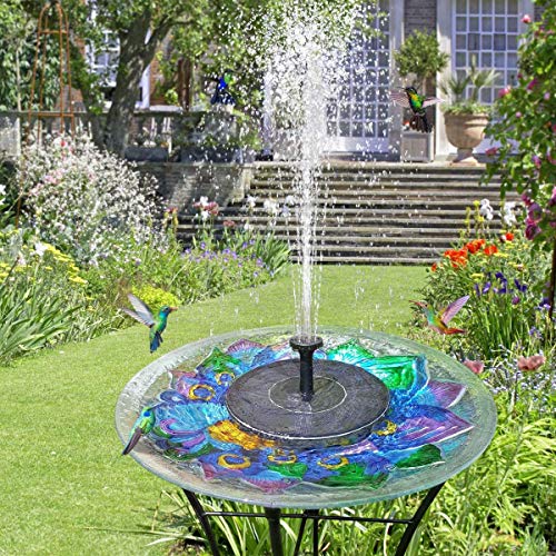 Mroobest Solar Fountain, Solar Powered Fountain Pump, Solar Birdba...