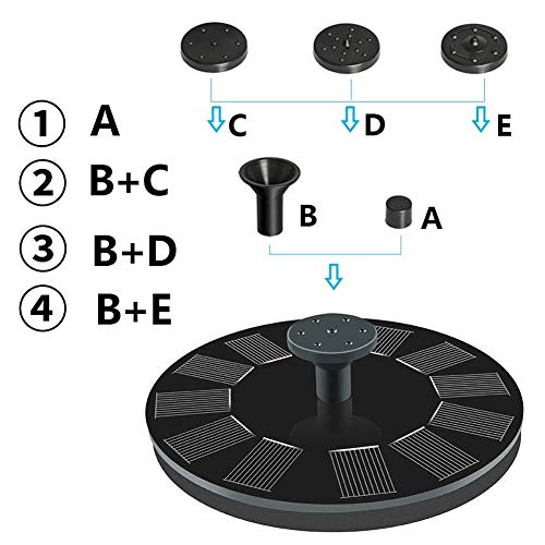 Mroobest Solar Fountain, Solar Powered Fountain Pump, Solar Birdba...