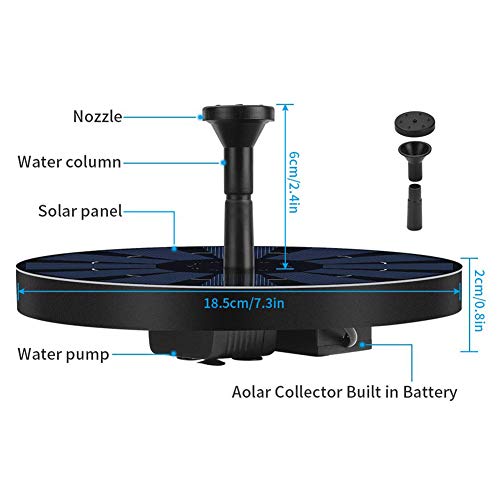 Mroobest Solar Fountain, Solar Powered Fountain Pump, Solar Birdba...