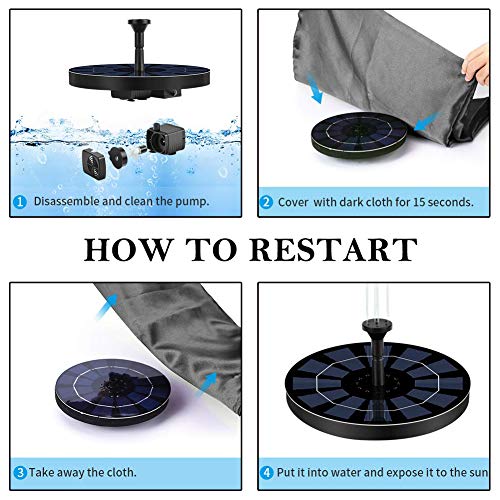 Mroobest Solar Fountain, Solar Powered Fountain Pump, Solar Birdba...
