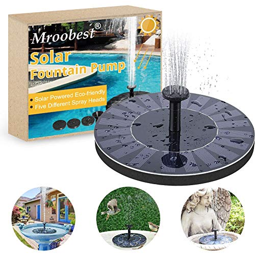 Mroobest Solar Fountain, Solar Powered Fountain Pump, Solar Birdba...