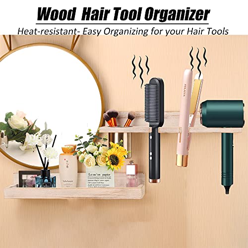 Hair Tool Organizer Wall Mount Holder, Set of 2 Layer Rustic Blow ...