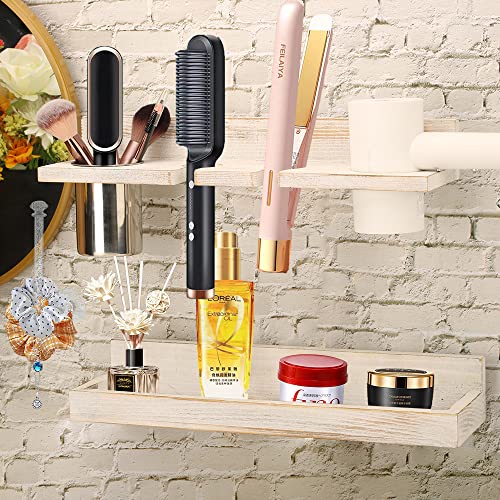 Hair Tool Organizer Wall Mount Holder, Set of 2 Layer Rustic Blow ...