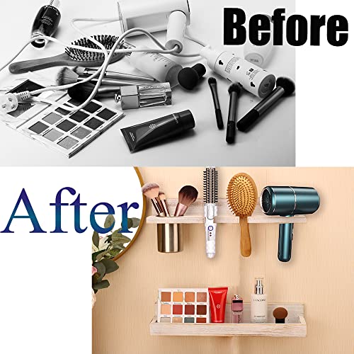 Hair Tool Organizer Wall Mount Holder, Set of 2 Layer Rustic Blow ...