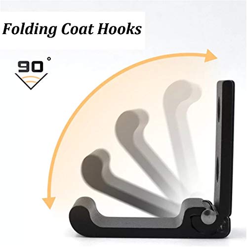 MsBong Folding Coat Hooks, 6PCS Matte Black Wall Hooks for Hanging...