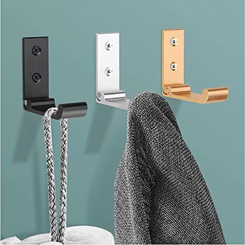 MsBong Folding Coat Hooks, 6PCS Matte Black Wall Hooks for Hanging...