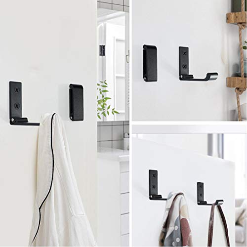 MsBong Folding Coat Hooks, 6PCS Matte Black Wall Hooks for Hanging...
