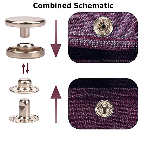 120 Sets Snap Fasteners Kit, MSDADA Metal Snaps Buttons Press Stud...