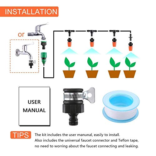 MSDADA 50ft Micro Drip Irrigation Kits System,Garden Saving Water ...
