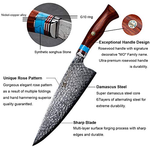MSY BIGSUNNY Chef Knife - Super Steel 67 Layers Damascus Steel - 8...